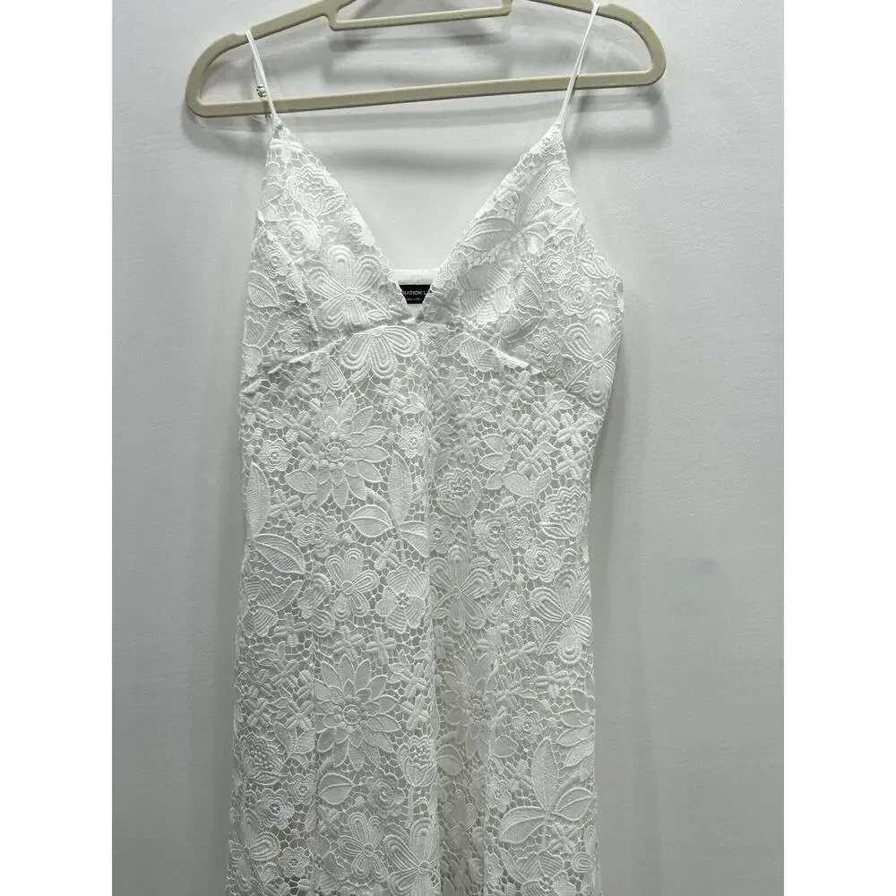 Generation Love Womens Rosie Dress Floral Lace Overlay V-Neck White Size M? NWOT